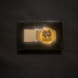 VINTAGE Notre Dame Fighting Irish Hinged Money Clip - Gold Colored with ND Logo
